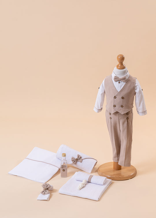 Set Botez Claudiu 2 Piese, Costum si Trusou Personalizat AnneBebe