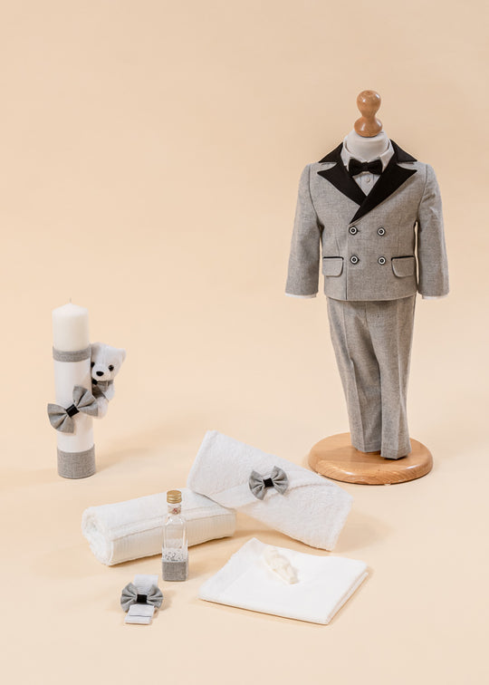 Baptism Set Julian 3 Pieces Suit Trunk and Candle AnneBebe