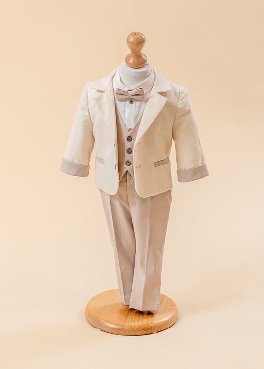 Filip Suit Cream Jacket Vest and Beige Pants AnneBebe