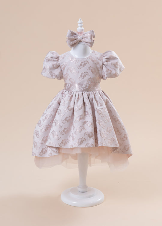 Elegant Barbara Dress With Brocade Train Powder Pink AnneBebe