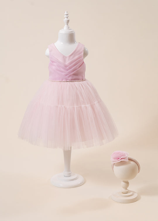 Pink Ceremony Dress Pleated Bust and Tulle Skirt 3178 Mon Princess