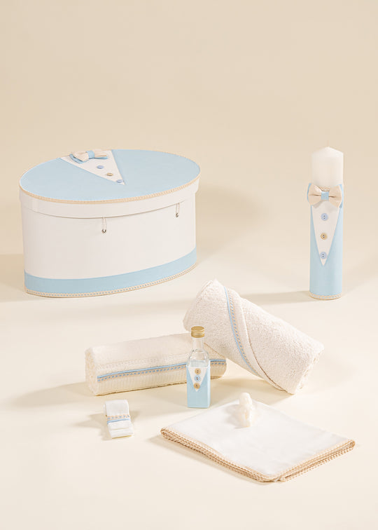 Baptism Set Andrew 3 Pieces, Candle, Trunk and Personalized Baptism Chest AnneBebe