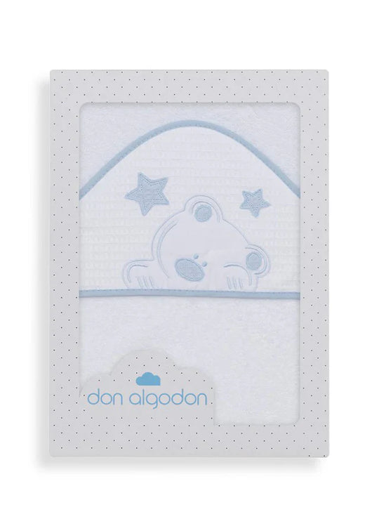 Towel With Hood 100x100 Cm And White-Blue Bib Viggo D1189-11 Don Algodon