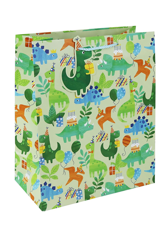 Gift Bag With Green Dinosaurs Dino Party art 33919
