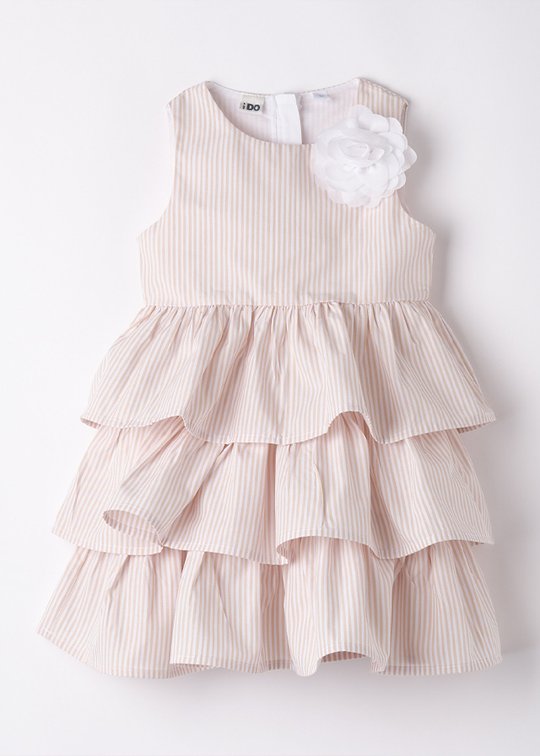 Beige Striped Dress With Ruffles 4B347.00 iDO