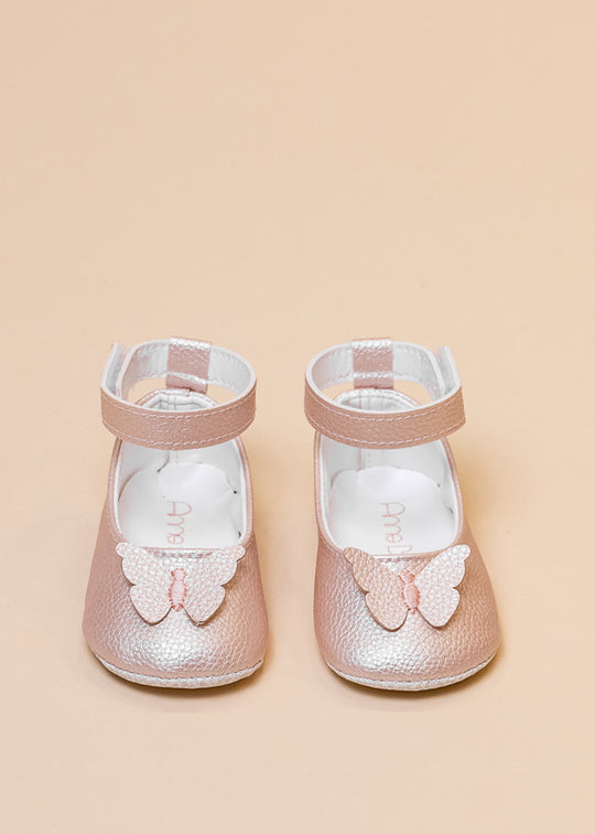 Balerini Roz Sidefat cu Bareta si Fluture 221218 Sinderella