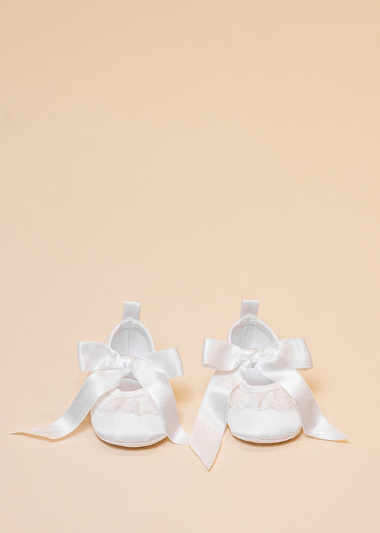 Balerini Ivory cu Volan Dantela si Funda Saten 241170 Sinderella