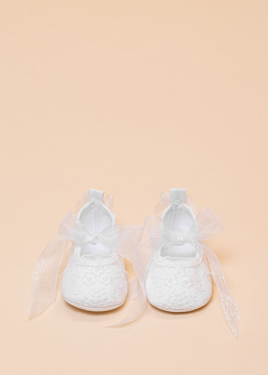 Balerini Ivory cu Dantela si Funda Organza 24116 Sinderella