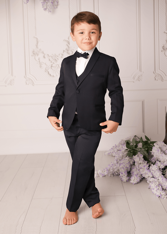 Costum Elegant Ceremonie Baiat 5 Piese Guler Sal Bleumarin LaKids 1639