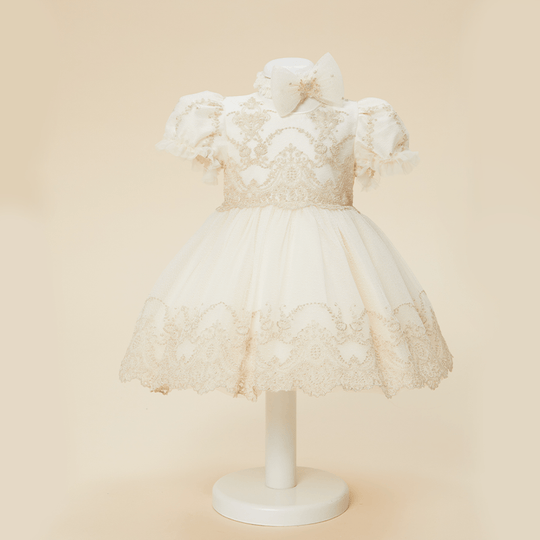 Elegant Dress for Girls Charlotte Cream Lace Cappucino Annebebe