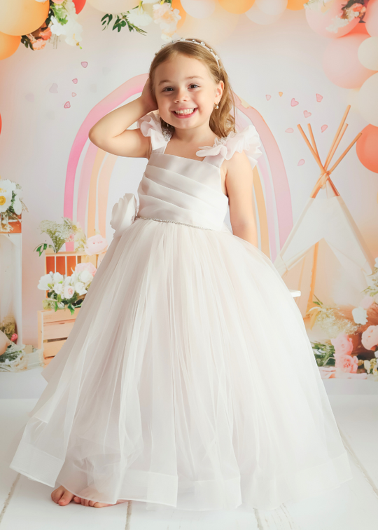 Long Purple Prom Dress with Pleated Organza Bust, Crystals and Beads on Shoulders and Tulle Skirt 2952 Mon Princess