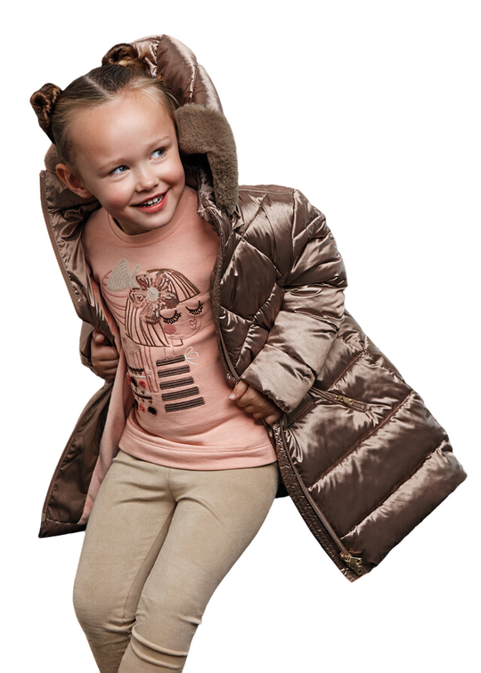 2 Piece Set for Girls, Long Sleeve Pink Blouse and Beige Velvet Tights 4789 Mayoral