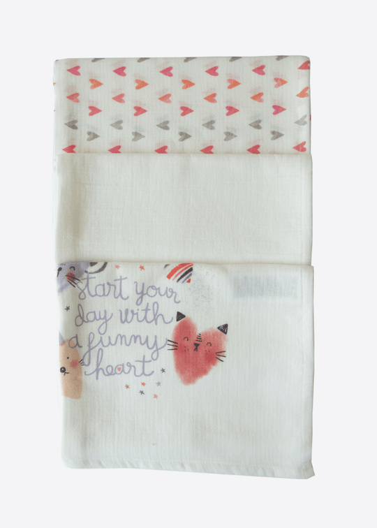 Набір з 3 кремових дитячих підгузників з органічного мусліну Hearts S08759 Kity Kate