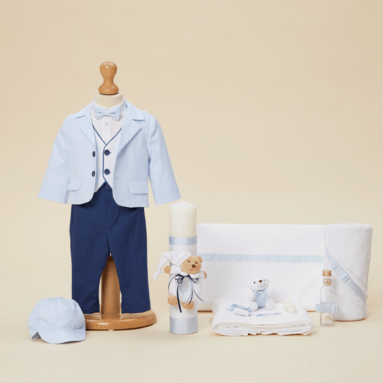 Baptism Set Octav 3 Pieces, Costume, Suit and Candle AnneBebe Boys