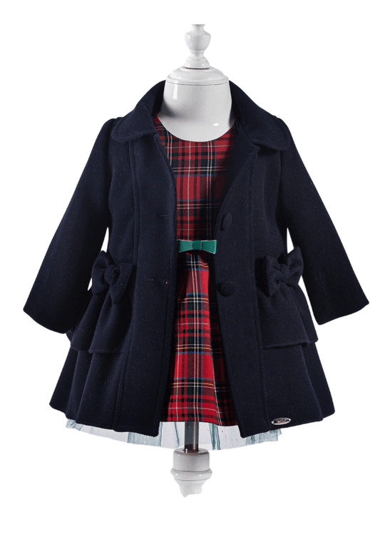 Dress and Coat Set Navy Blue/Red Plaid 13858 Bebus