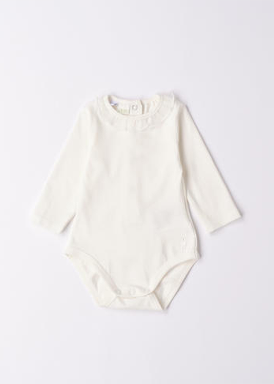 Кремове боді з довгими рукавами та коміром із рюшами для дівчат 6111 iDO