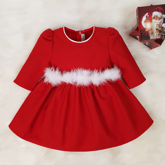 AnneBebe Girls' Red Flake Waist Dress