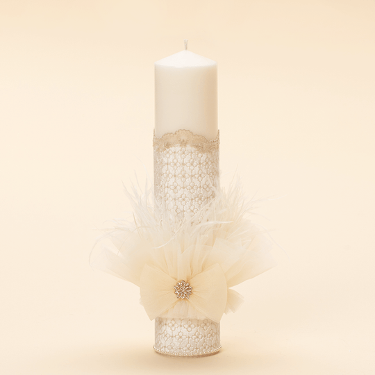 Lumanare Adelina Catifea Brodata Cu Fulgi Personalizata Botez AnneBebe