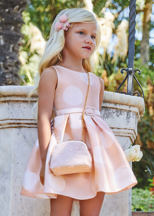 Elegant Pink Polka Dot Taffeta Dress for Girls 5032 Abel & Lula