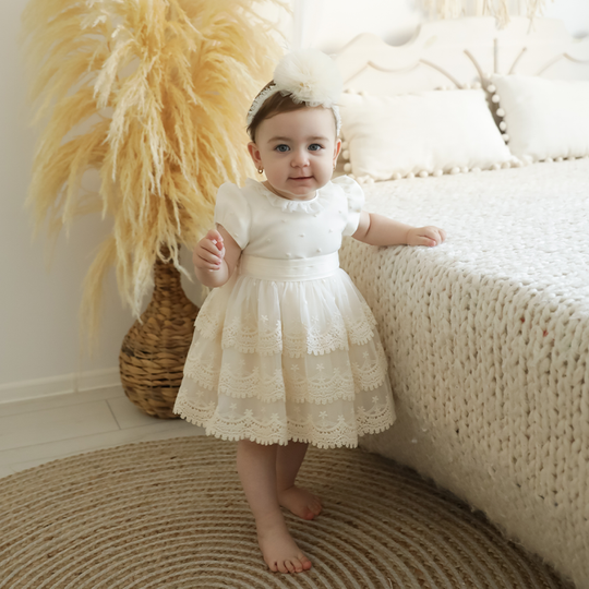 Hanna Cappuccino Lace Elegant Dress for Girls AnneBebe