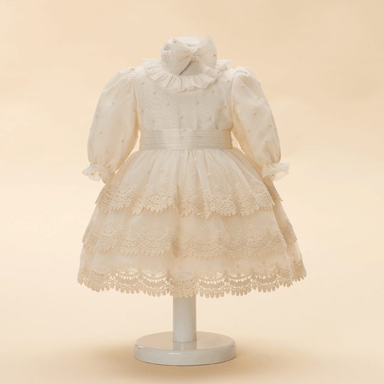 Elegant Dress for Girls Manuela Cappuccino Lace AnneBebe