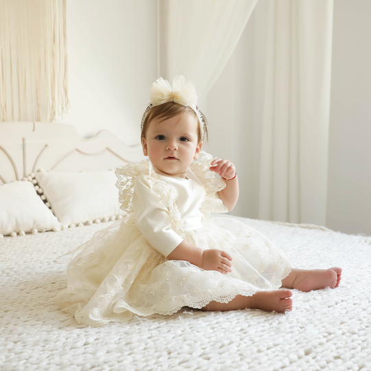 Rochita Eleganta Fetite Silvia Cappuccino Dantela AnneBebe