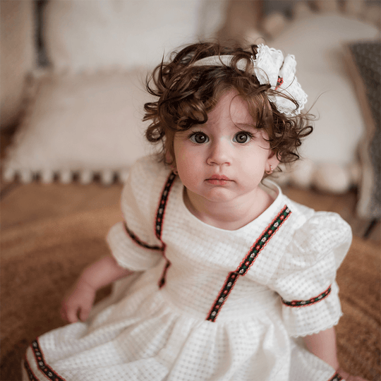 Sofia Ivory Girls' Elegant Dress with Traditional Annebebe Theme