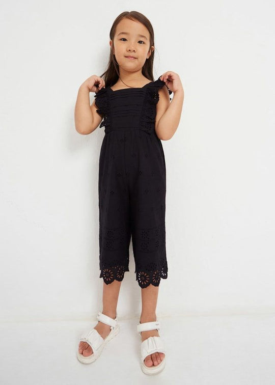 Black Long Jumpsuit Cotton Embroidery Sparta Girls Mayoral3845