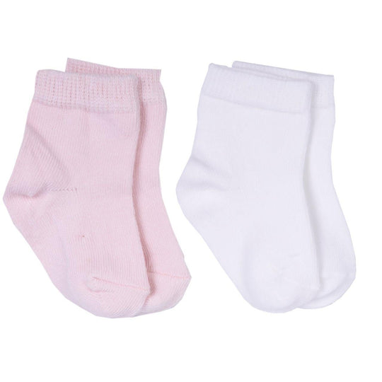 Set 2 perechi sesete alb & roz bebelusi bumbac organic S95675
