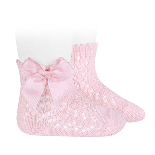 Sosete Cu Model Macrame Bumbac Roz Cu Fundita Bebelusi Fata Condor 2519/4