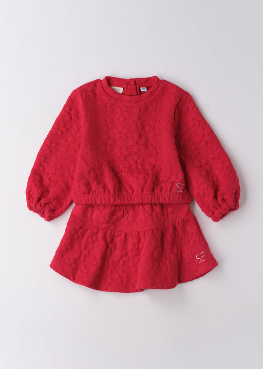 Set Fete 2 Piese Rosu Bluza Maneca Lunga Si Fusta 0.F368/00 Sarabanda