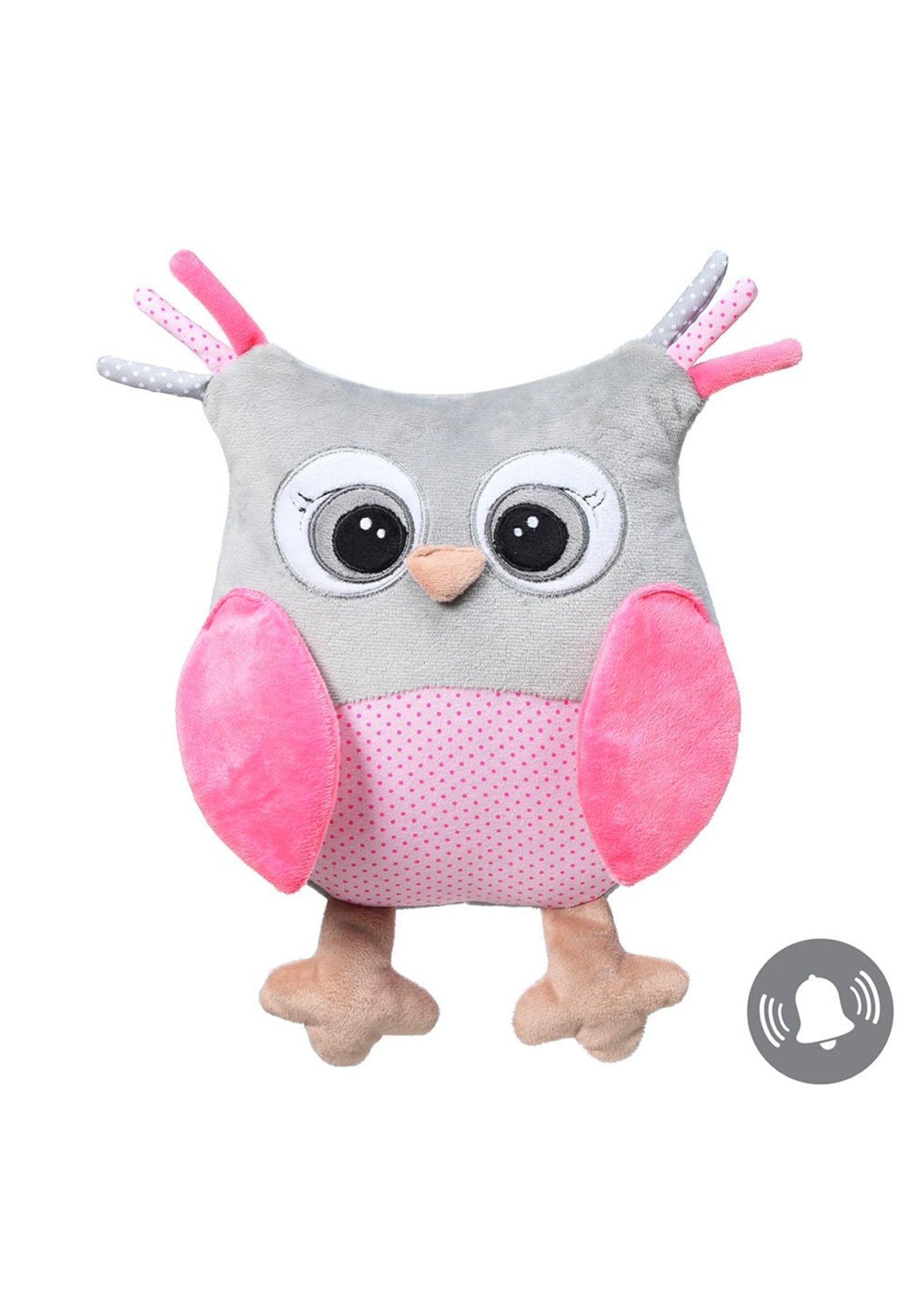 Jucarie Plus Bufnita Roz Cu Gri 441 Babyono