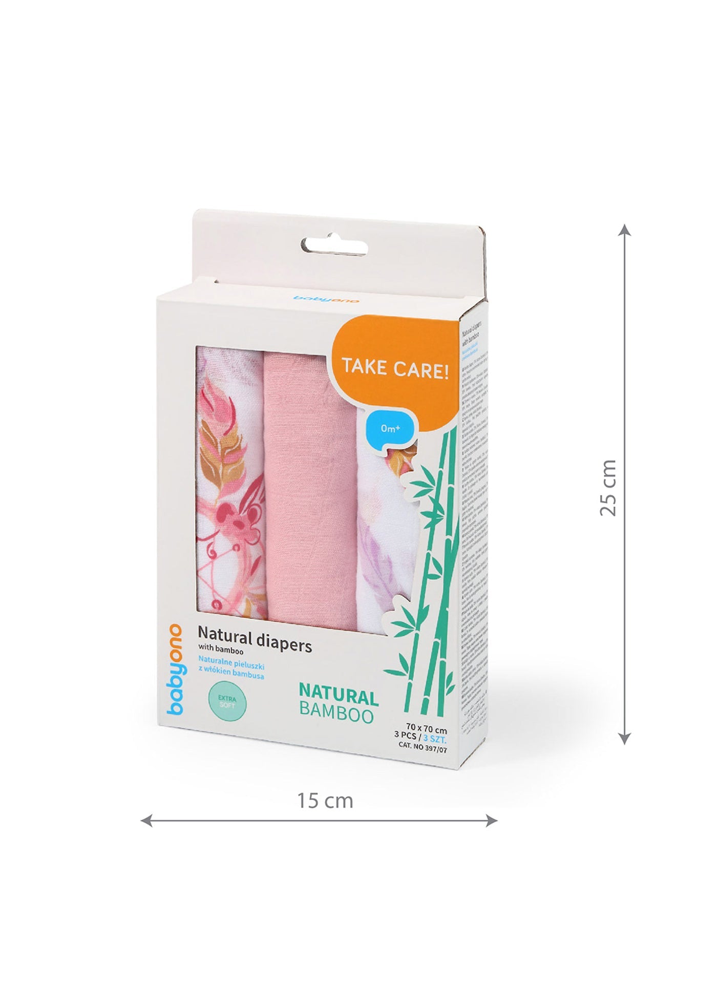 Scutece Din Bambus si Bumbac Set Alb-Roz 70X70 cm 397/07 Babyono
