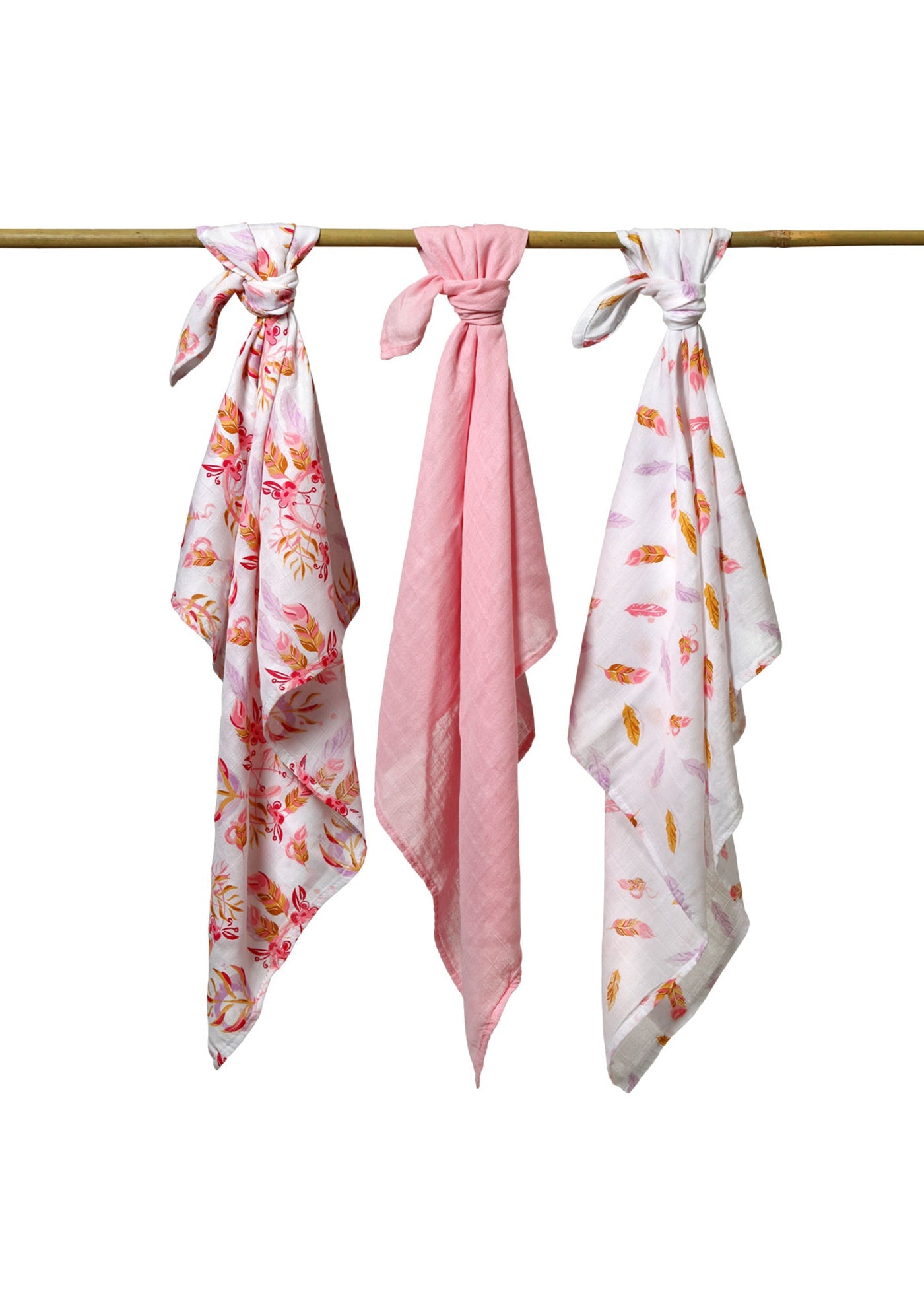 Scutece Din Bambus si Bumbac Set Alb-Roz 70X70 cm 397/07 Babyono