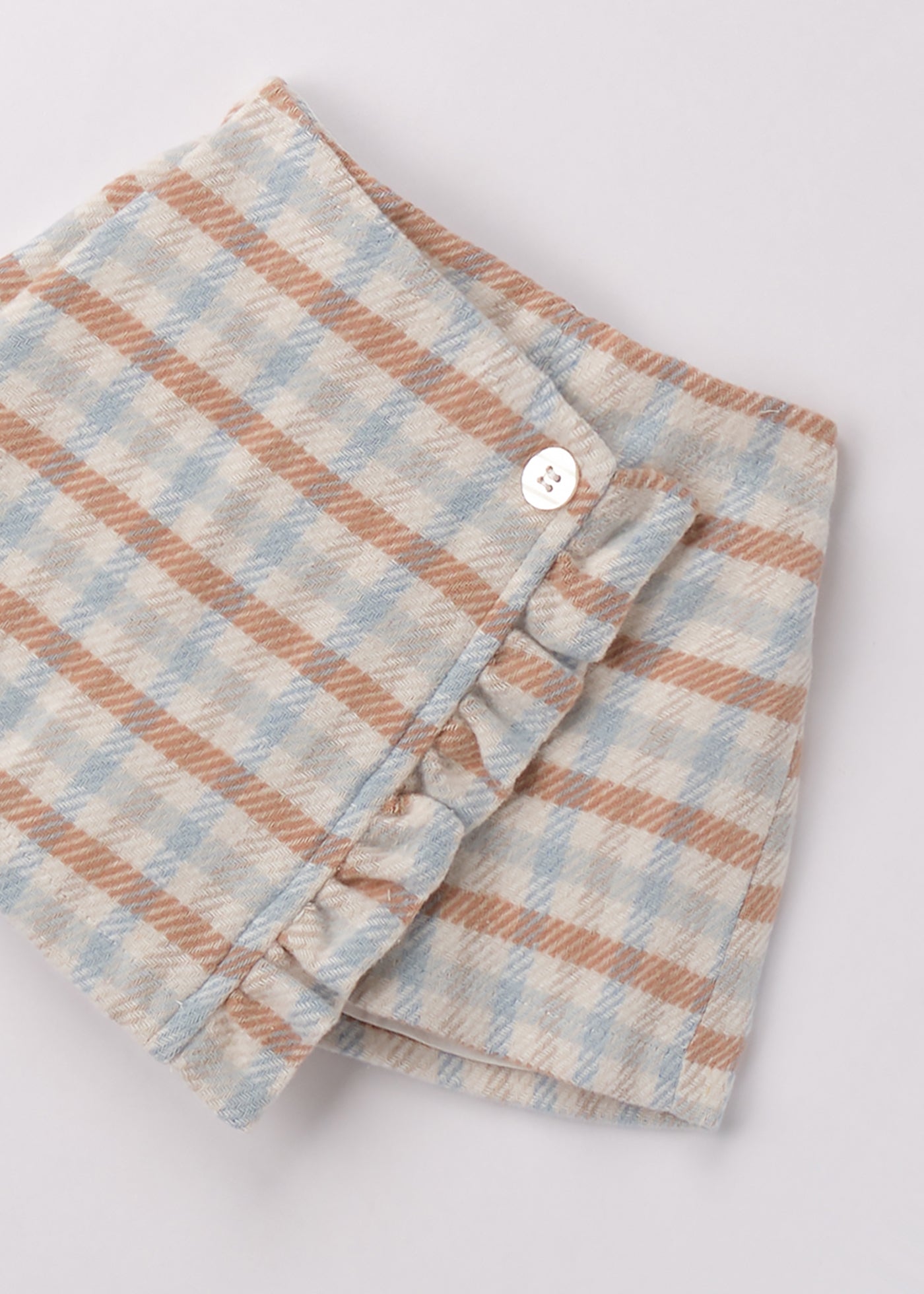 Pantaloni Scurti Fetite Din Stofa Carouri Bleu Cu Bej 3.F743/00 Minibanda