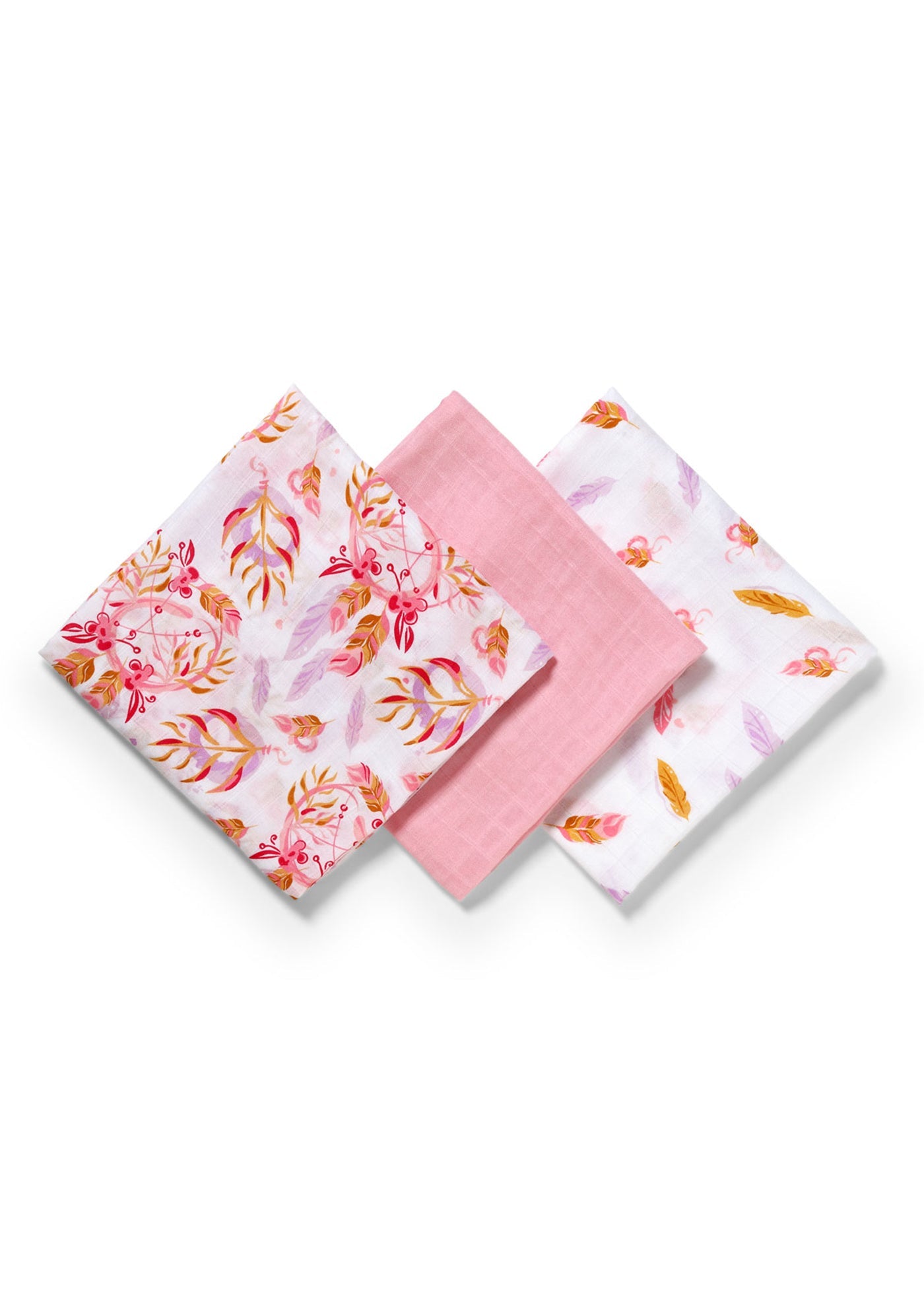 Scutece Din Bambus si Bumbac Set Alb-Roz 70X70 cm 397/07 Babyono
