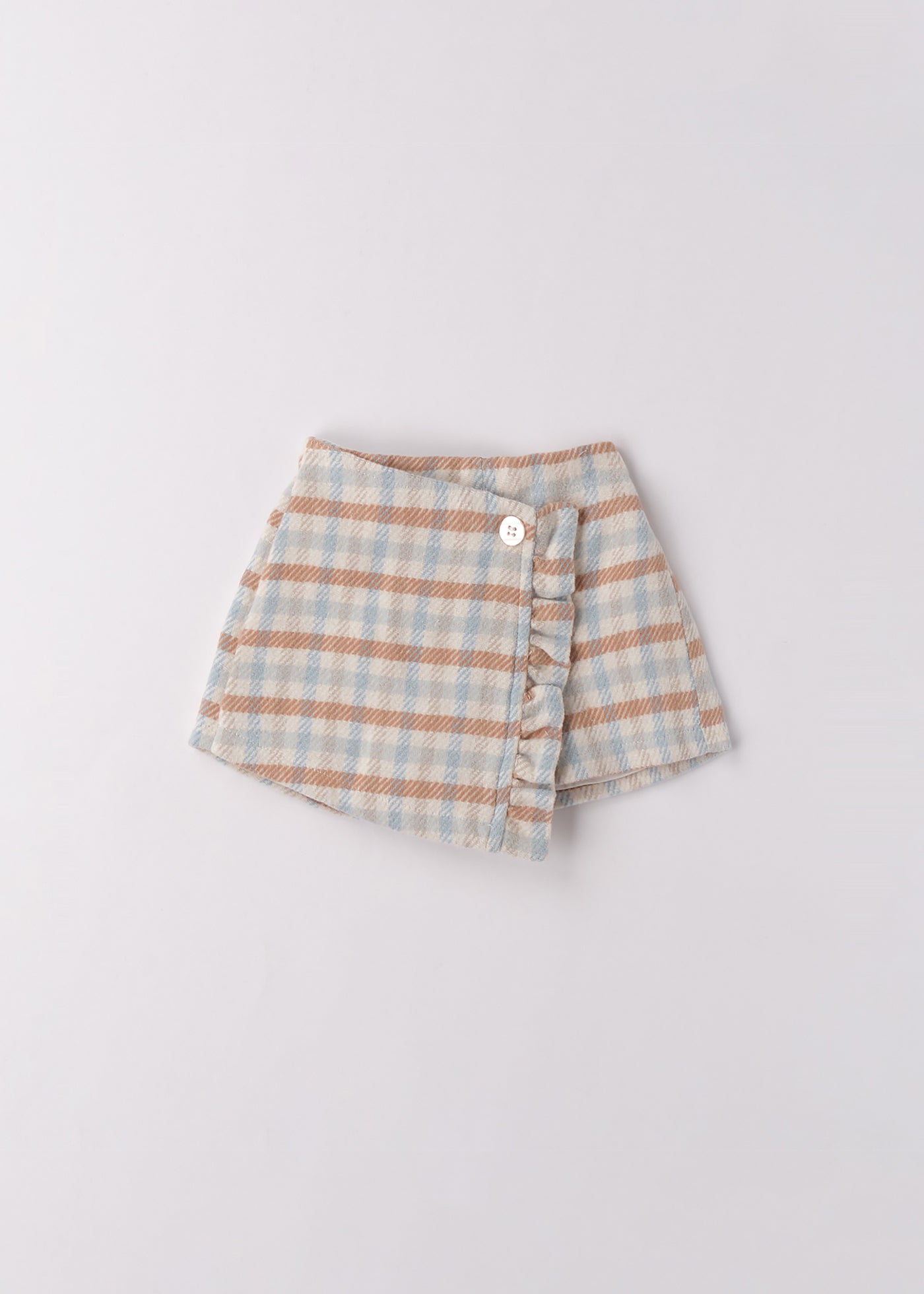 Pantaloni Scurti Fetite Din Stofa Carouri Bleu Cu Bej 3.F743/00 Minibanda