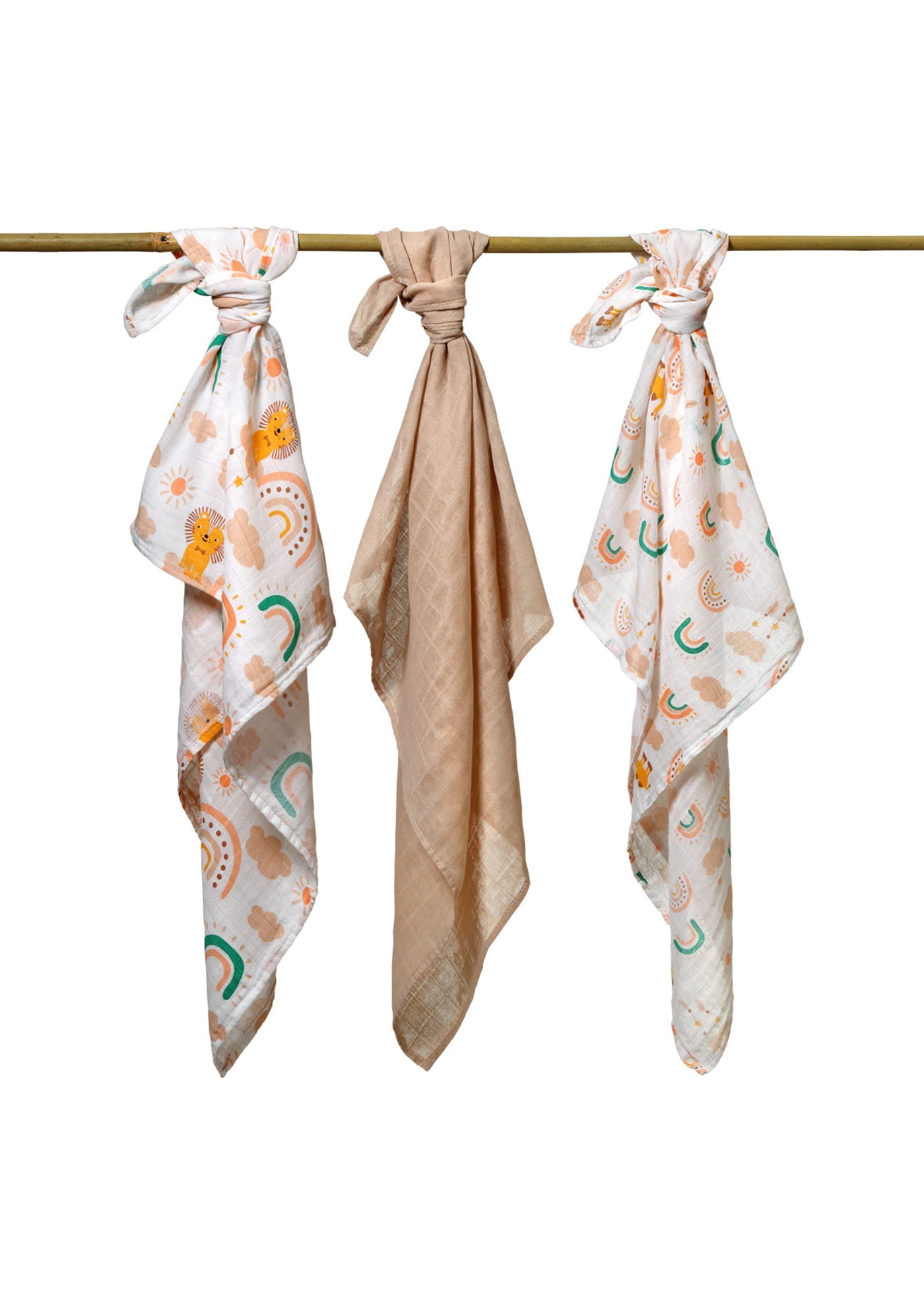 Scutece Muselina Set Alb Bej 70X70 cm 348/08 Babyono