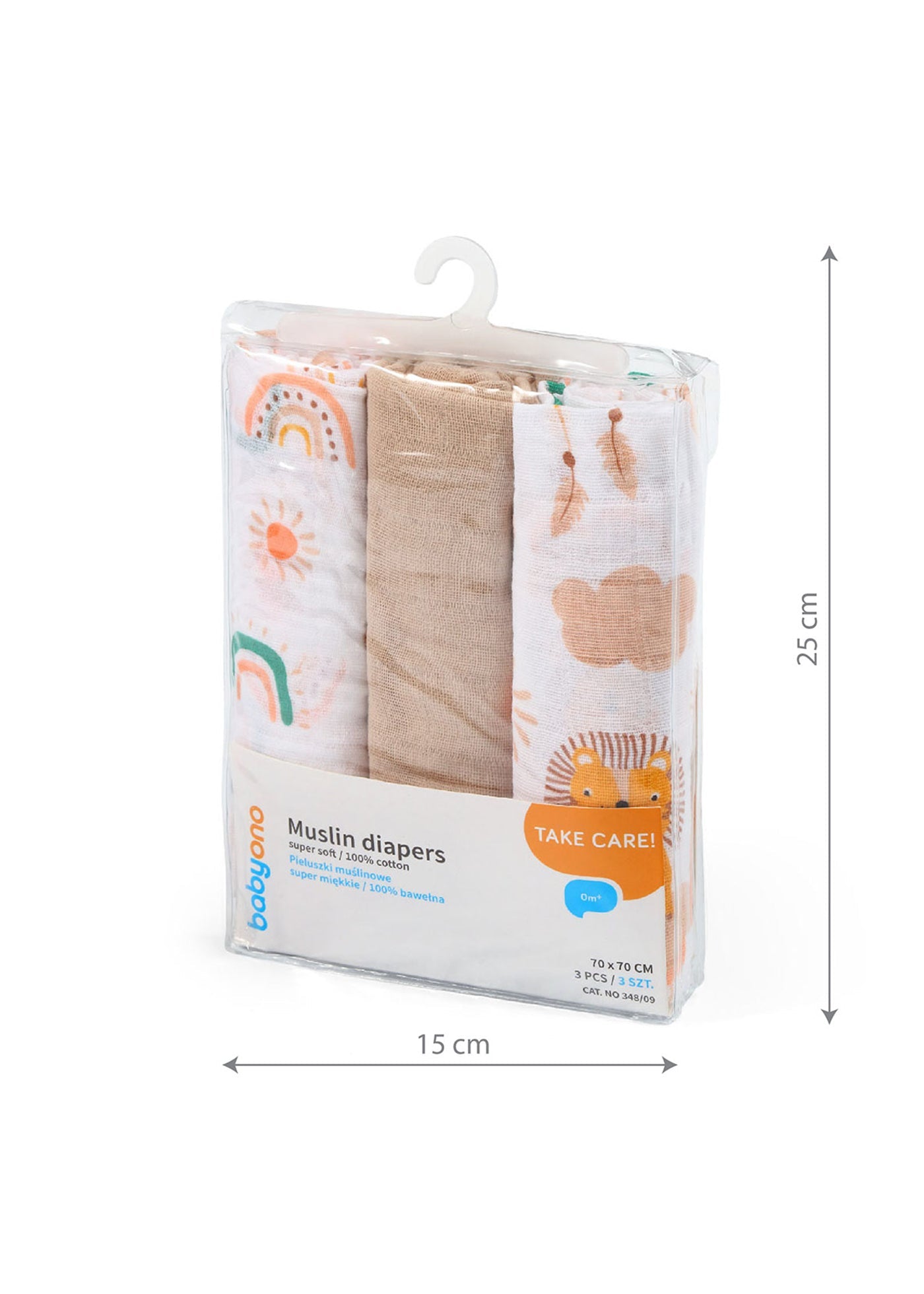 Scutece Muselina Set Alb Bej 70X70 cm 348/08 Babyono