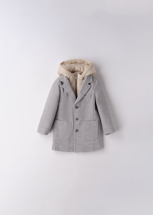 Palton Fete Din Stofa Gri Combinat Cu Fas Bej 0.F181/00 Sarabanda