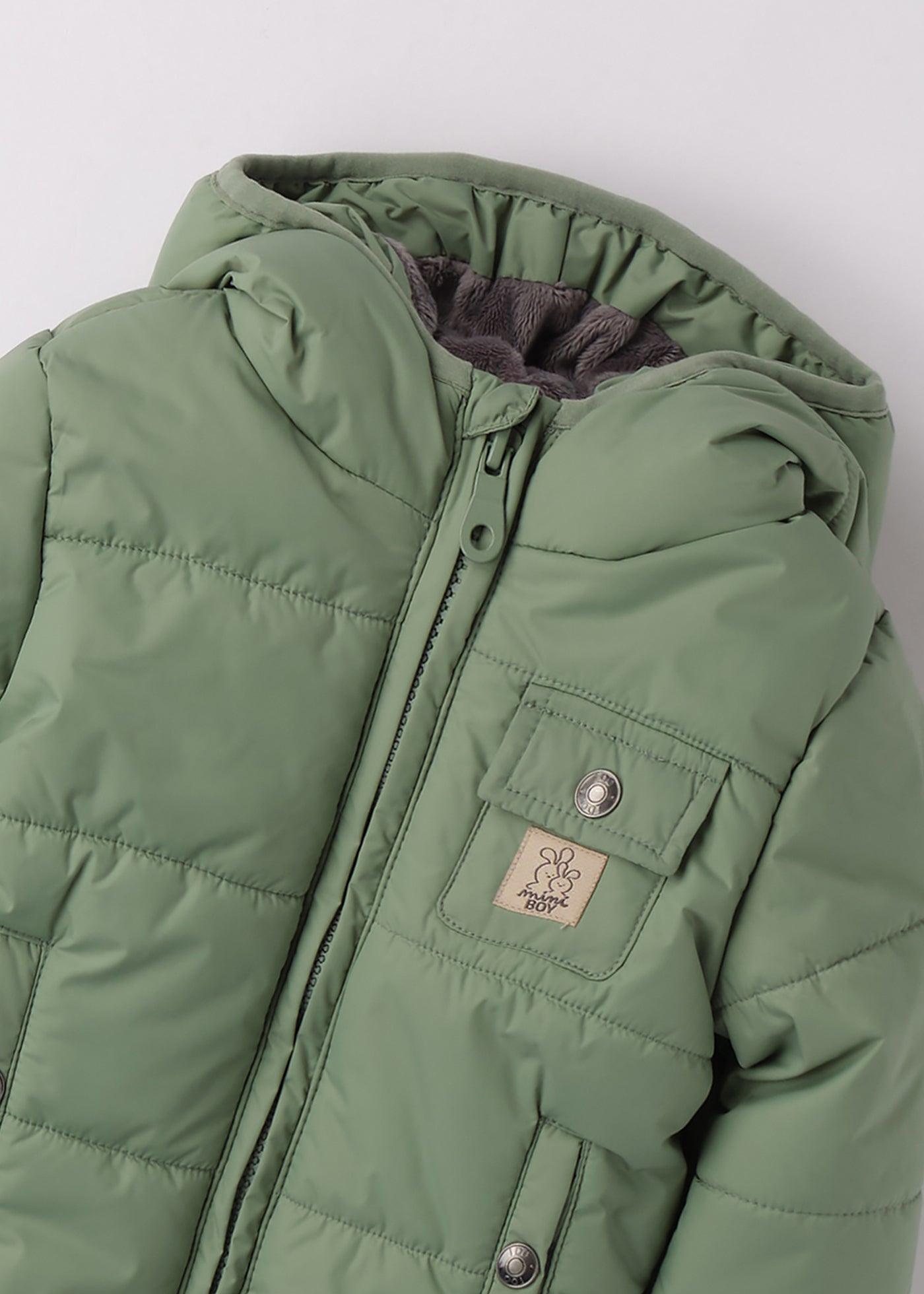 Geaca Baietei Matlasata Verde Din Fas Cu Gluga 4.F153/00 iDO