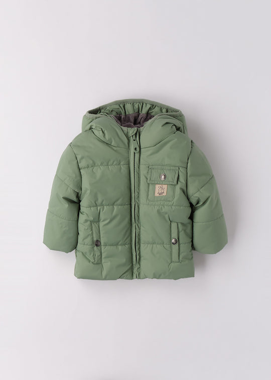 Geaca Baietei Matlasata Verde Din Fas Cu Gluga 4.F153/00 iDO