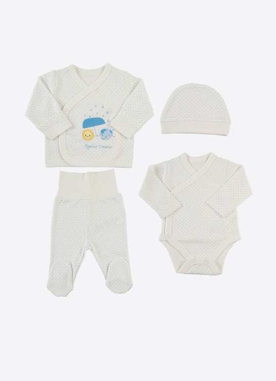 Set de 4 Piese Bleu din Bumbac pentru Nou-Nascuti Prematuri S61096 – KitiKate