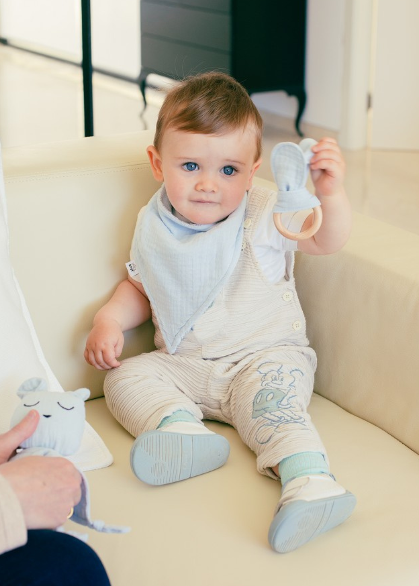 Set Jucarie, Batista, Bandana, Jucarie Dentitie Bleu SET41-73 Don Algodon