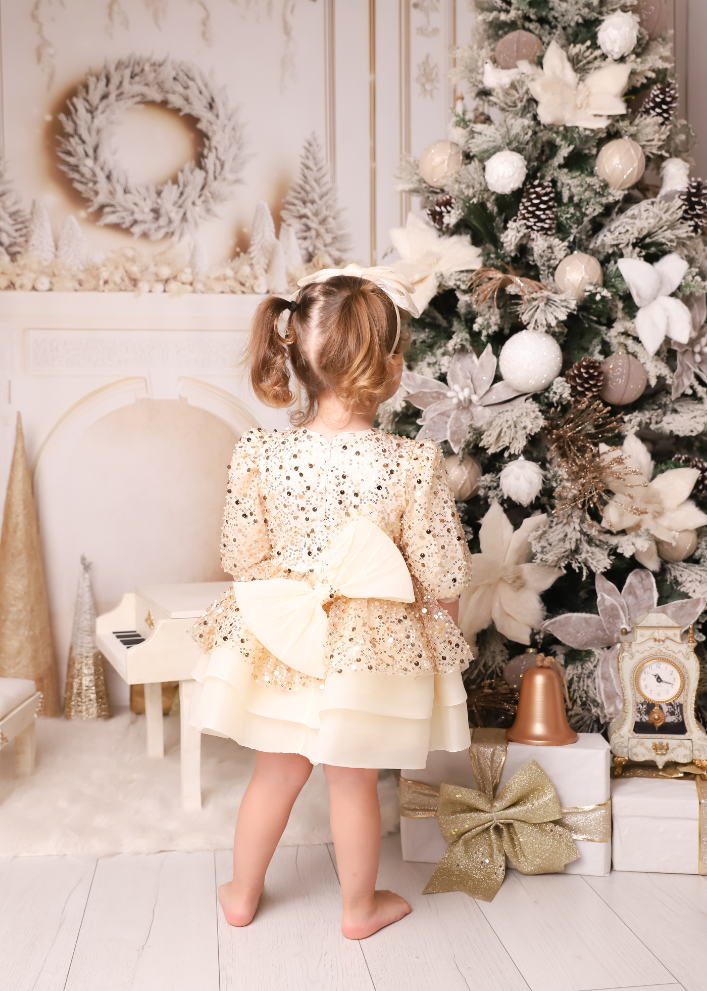 Lucia Tull Cappuccino Dress With Gold Sequins AnneBebe