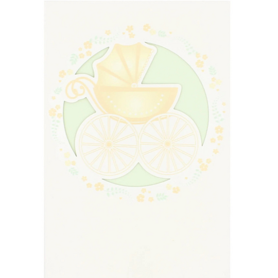 Felicitare Bebelusi Carucior Crem Beautiful BabyStrolle 12x18 cm