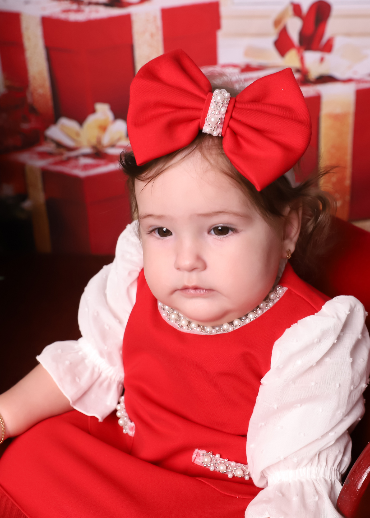 Rochita Rosie Cu Perle La Gat Si Buzunare AnneBebe