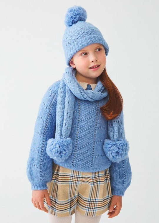 Set caciula si fular tricot bleu col 19 art 5945 Abel & Lula