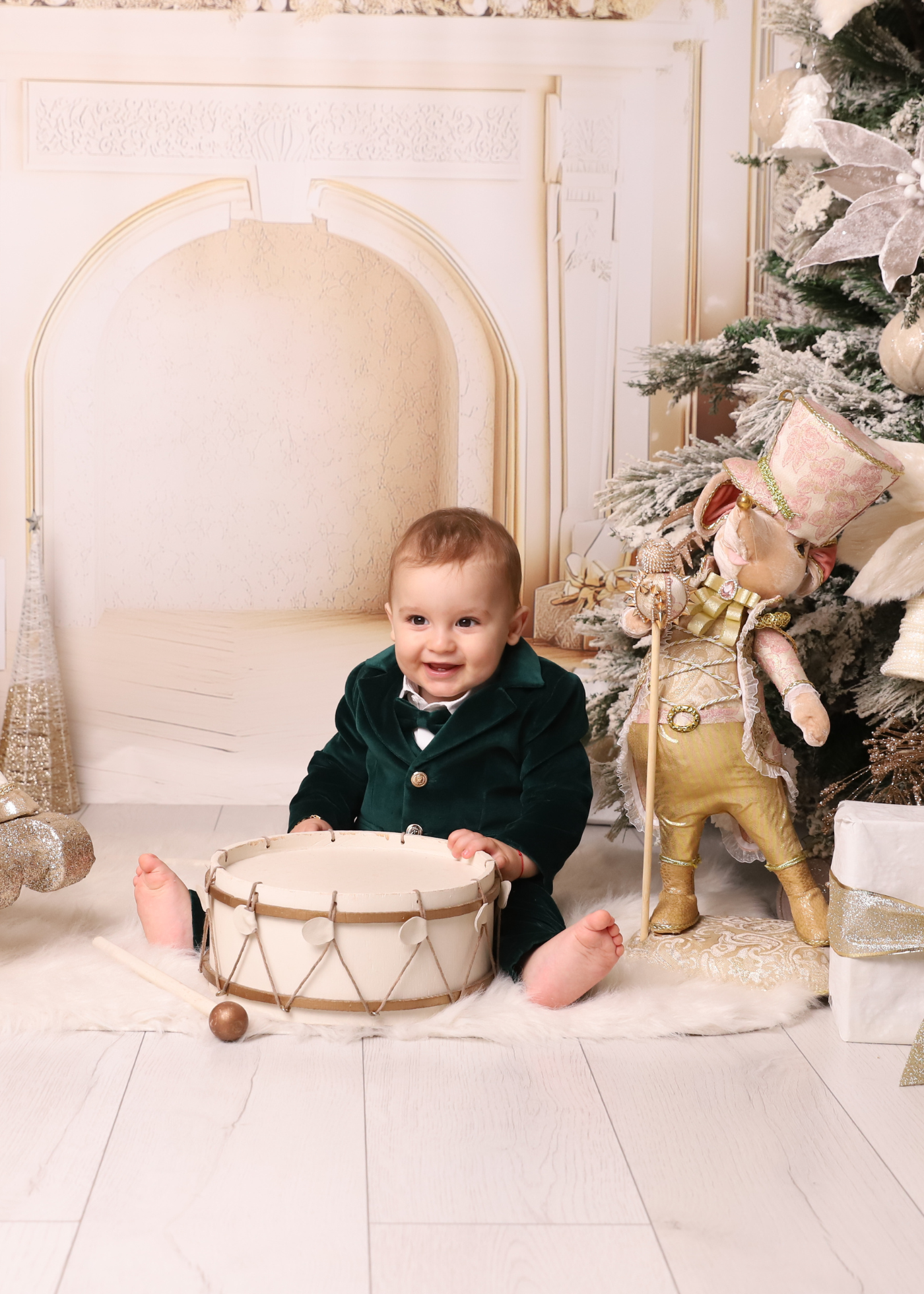 Costum Ayan Catifea Verde AnneBebe