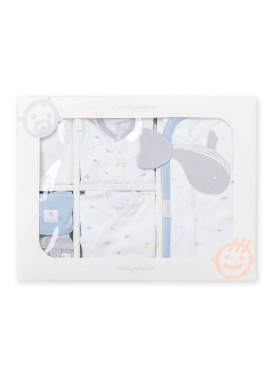 Set 10 Piese Maternitate Alb cu Bleu cu Pesti AC25601 Andywawa